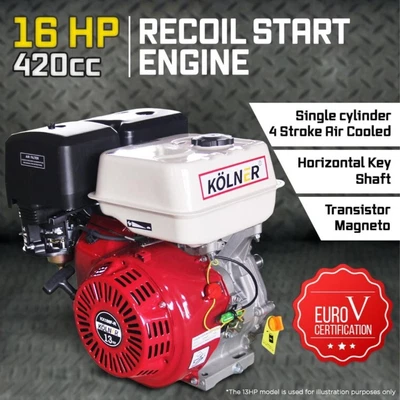 $699.95 • Buy Kolner 16hp 25.4mm Horizontal Key Shaft Q Type Petrol Engine - Recoil Start