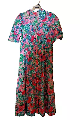 Lilly Pulitzer Tassie Elbow Sleeve Midi Dress In Mandevilla Baby Paradise Sz 10 • $139.99