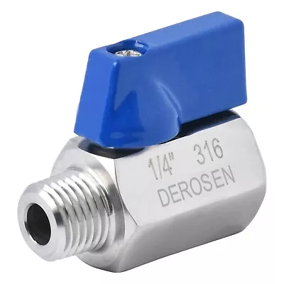 1/4  316 Stainless Steel PN63 Mini Ball Valve - FxM Female To Male NPT  • $9.99