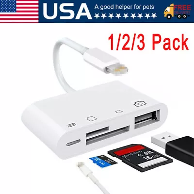 Portable 4 In 1 USB Camera SD TF Card Reader Adapter For IPhone IPod IPad IOS 13 • $23.49