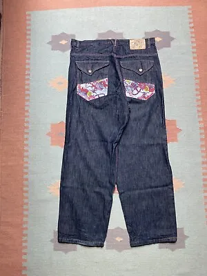 Vtg Y2k Baggy Jeans Artful Dodger Embroidered Wide Leg Pipes Skater Grunge 40x32 • $60