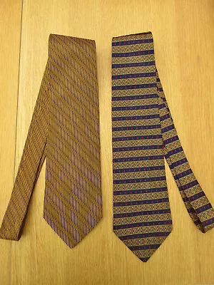 2 Mens Gold & Navy Mix Classic Silk Ties - Next / M&S • £5.49