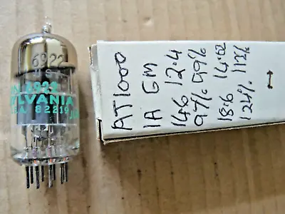 Sylvania  JAN 6922 ECC88 I Date  Packed 669 NOS Valve Tube AT1000 Tester NOV19A • £40