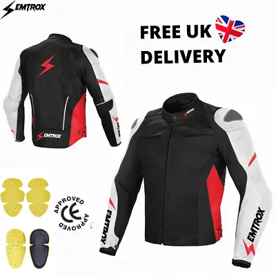 Mens Motorbike Racing Jackets UK Motorcycle Cowhide Leather Coats CE Armours • $248.84