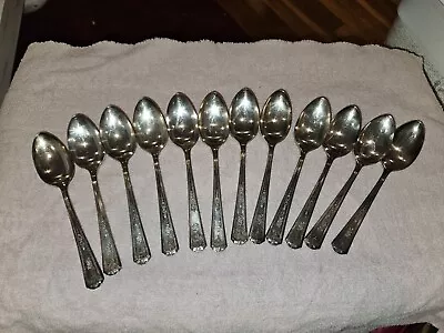 12 Piece Lot Of Vintage Tudor Plate Oneida Community Made Spoons Engraved S • $19.99