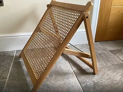 Vintage Wooden & Cane Back Beach Chair / Back Rest. Adjustable. • £55