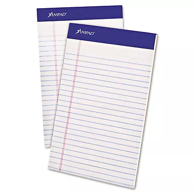 Ampad Perforated Writing Pad Narrow 5 X 8 White 50 Sheets Dozen 20304 • $26.51