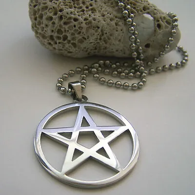 Trendy Men's Stainless Steel Wicca Star Pentagram Pendant Necklace 24'' Chain • $6.88