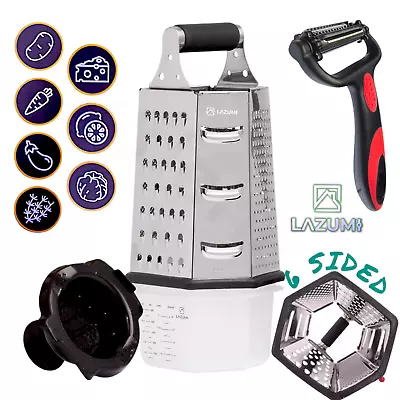 7-in-1 Cheese Grater With Storage Lid Food Vegetable Kitchen 6 Sided Slicer Box • £10.99