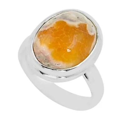 7.30cts Solitaire Natural Orange Mexican Fire Opal Silver Ring Size 6.5 U58931 • £16.82