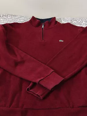 Lacoste Burgundy 1/4 Zip Sweater Size8/xxxl     • £18