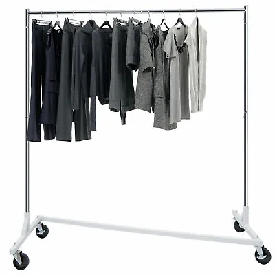 $46.58 • Buy Compact Garment Rack Rolling Z-Base Storage Clothing Hanging Shelf W/Wheels Rack