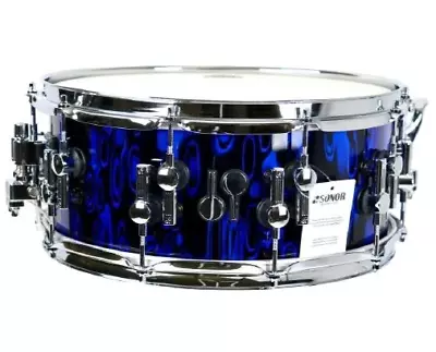 Sonor SQ2 14x6 Maple Heavy Blue Tribal High Gloss Single Lugs Chrome Hrdwr Snare • $1172.10