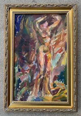 Abstract Modernist 1949 Oil Painting Haim Mendelson Listed Expressionist • $325