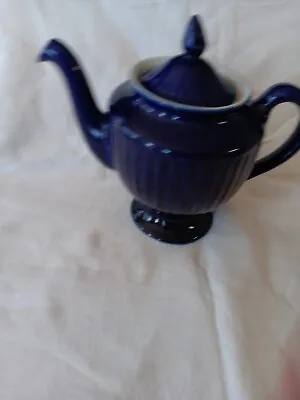 Vintage Hall Teapot Cobalt Blue Ribbed USA Free Shipping • $29