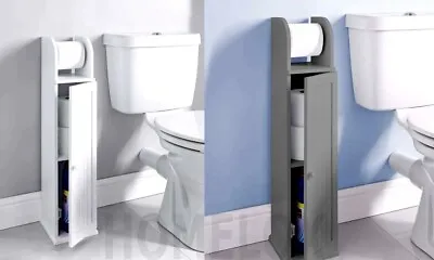 £22.99 • Buy Free Standing Toilet Roll Holder & Storage Bathroom Cabinet Unit Grey / White