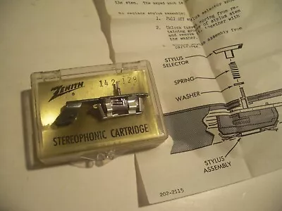 NOS New In Box Vintage Zenith Stereophonic Turntable Cartridge 142-128 W/Instruc • $59.95