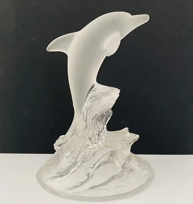 Vintage Frosted Glass Dolphin Figurine Ornament Decor Ocean Beach Waves Statue • $5.79
