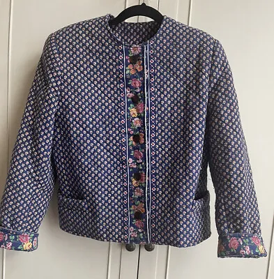 80s Vera Bradley Quilted Jacket Blue Flower Cottagecore Vintage • $54.90