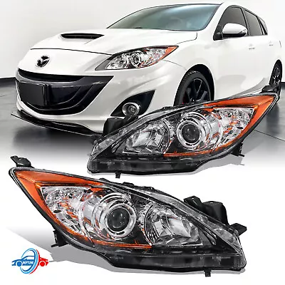 Chrome Housing Headlights Amber Corner For 2010 2011 2012 2013 Mazda 3 Headlamp • $109.95