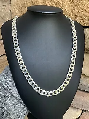 Vintage Sterling Silver Link Necklace Huge Handcrafted • $439.95