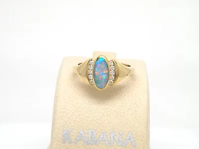 Authentic Kabana 18K Yellow Gold Ring  Premium Opal Inlay  Diamonds  Size 7 • $2529