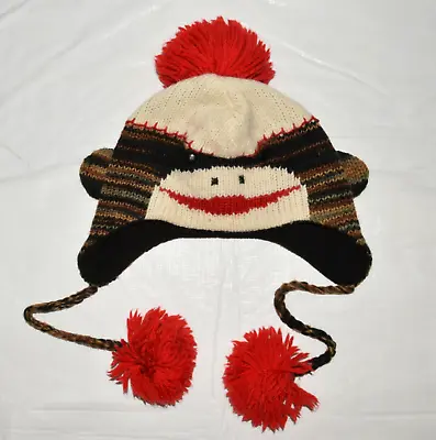 £22 • Buy Delux Sock Monkey Hand Made Knit 100% Wool One Size Fleece Lined Made In Nepal