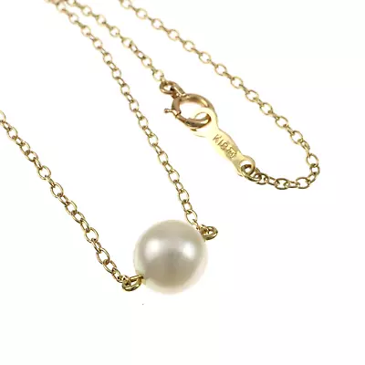 Mikimoto 6.5mm Akoya Pearl Pendant 18K Yellow Gold 16.5  Chain Necklace • $280