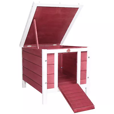 PawHut Wooden Rabbit Hutch Bunny Cage Guinea Pig House Pet Habitat Ferret Red • £33.99