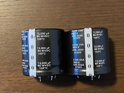 $50 • Buy 2 New 12000 Uf 80v CDM Main Filter Capacitors For Sansui 9090DB EXACT FIT 50mm