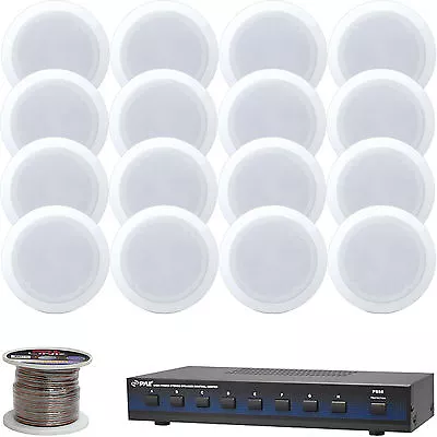 5.25  White 150W Speakers Speaker Wire 8-Channel Speaker Selector Bundle • $396.99