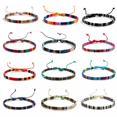 Boho Handmade Multicolor String Cord Braided Friendship Woven Bracelet Jewelry • £2.99