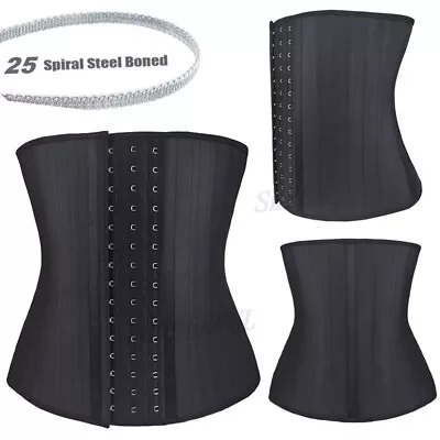 UK 100% Latex Underbust 25 Boned Waist Training Trainer Body Shaper Corset Belt • £21.42