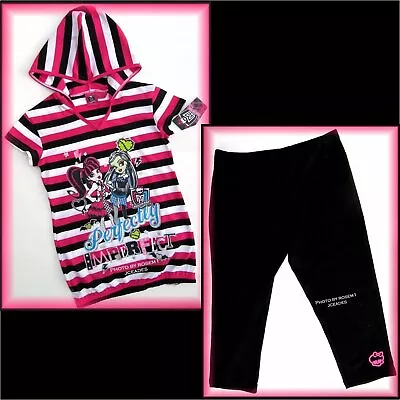 Monster High Dolls Girls TUNIC HOODY T-SHIRT & CAPRI PANTS LEGGINGS XLG 14/1 • $14.99