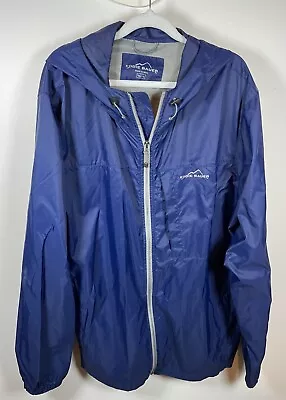 Eddie Bauer Full Zip Hooded Lightweight Nylon Windbreaker Jacket - Blue XL Tall • $19