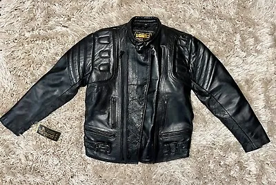 Bonus Genuine Leather Lined Black Motorcycle Jacket Size 42 - NEW • $44.99