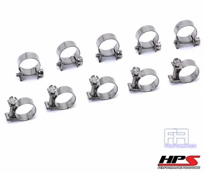 10X HPS Stainless Steel Fuel Injection Hose Clamps 5/8  - 45/64  (16mm - 18mm) • $19.75