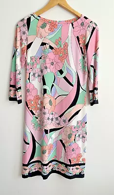 London Times Dress Floral Abstract  Summer Colourful Midi Sz 6 Great Condition • £15.99