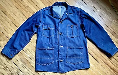 Vtg Montgomery Ward Chore Denim Jacket Barn Coat Well Worn Sz 42 Workwear • $28