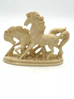 Beautiful Vintage White Horses Sculpture “Racing Stallions” Signed A. Santini • $15