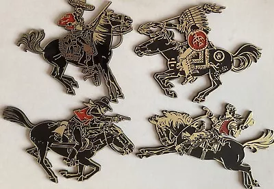 4x Vintage Invicta Plastics Wall Plaques 1966 Cowboys And Indians RARE Wild West • £7.99