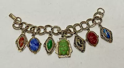 Vintage Egyptian Revival Theme & Scarab Plus Charms Bracelet * • $23