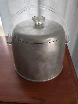 Vintage Kromex Aluminum Ice Bucket Lucite Handle Retro Atomic Mid Century Modern • $10