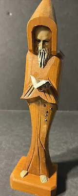 Wooden Monk Themed Bookend / Decor - Unbranded 11.75  Tall Carved Handmade? • $17.99