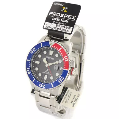 Seiko Prospex V157-0DF0 SBDJ047 Divers 200m Pepsi Bezel Solar Mens Watch Auth • $819.51