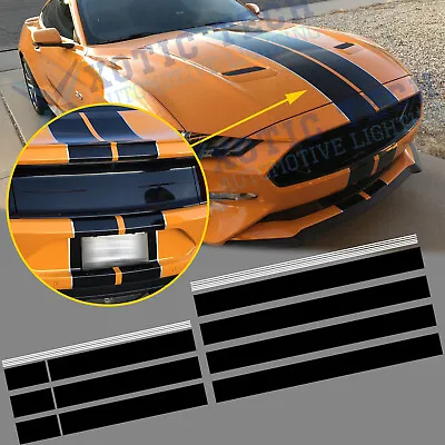 For Ford Mustang Black White Stripe Graphics Trunk Roof Decor Sticker Rally Hood • $36.95