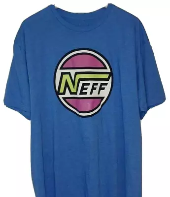 Neff T Shirt Mens XL Blue Pink White Yellow Snowboard Skate Street Wear Retro 80 • $13.27