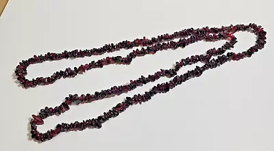 Bohemian Garnet Nugget Bead Necklace 36   Red Gemstone Strand Beads Vintage 72g • $77