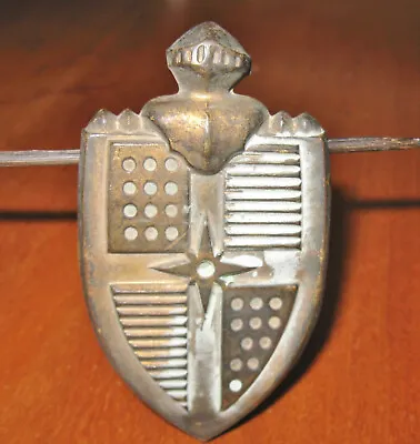 Vintage Lincoln Hood Emblem Knight Helmet Shield Shaped Car Badge Small Metal  • $49.99