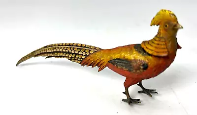 Antique Rare Vienna Cold Painted Bronze Golden Pheasant Bird Group Figure • $395